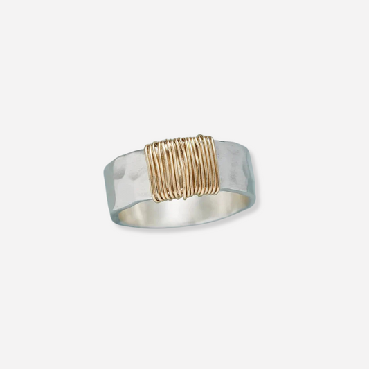Lunari™ | Elegante Zilveren Ring met Gouden Draad