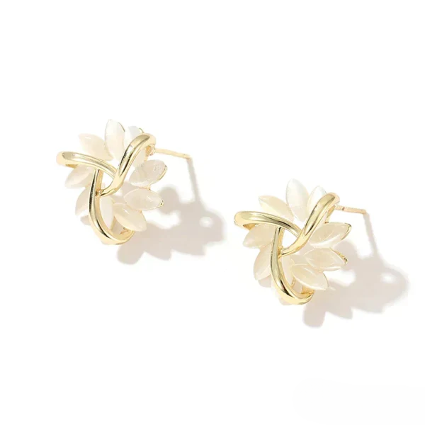 Sienna™ | Elegante Opal Bloemblaadje Cirkel Stud Oorbellen
