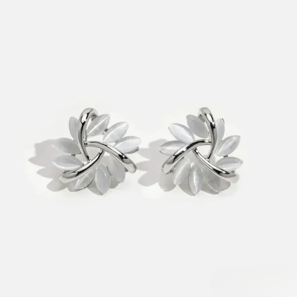 Sienna™ | Elegante Opal Bloemblaadje Cirkel Stud Oorbellen