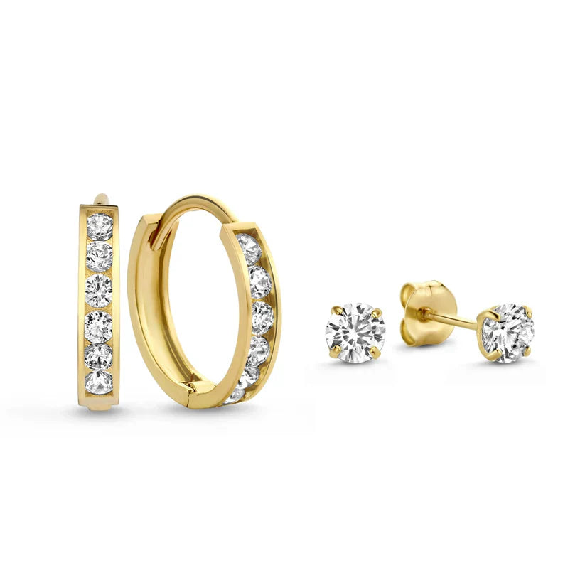 Brillane™ | 14K Gouden Stenen Oorbellenset
