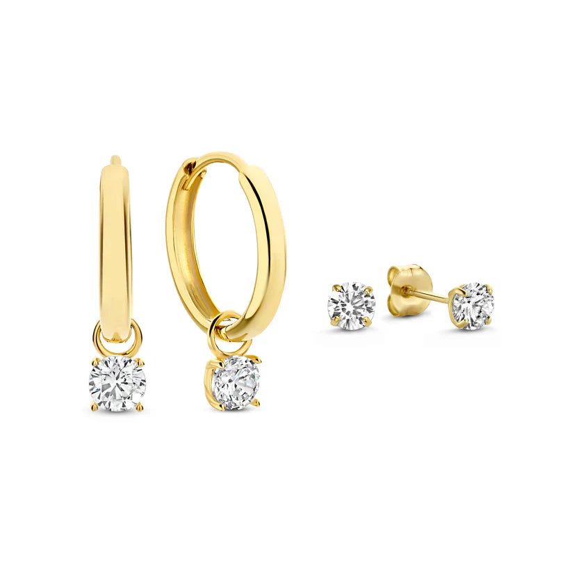 Larmes™ | 14K Gouden Stenen Oorbellenset