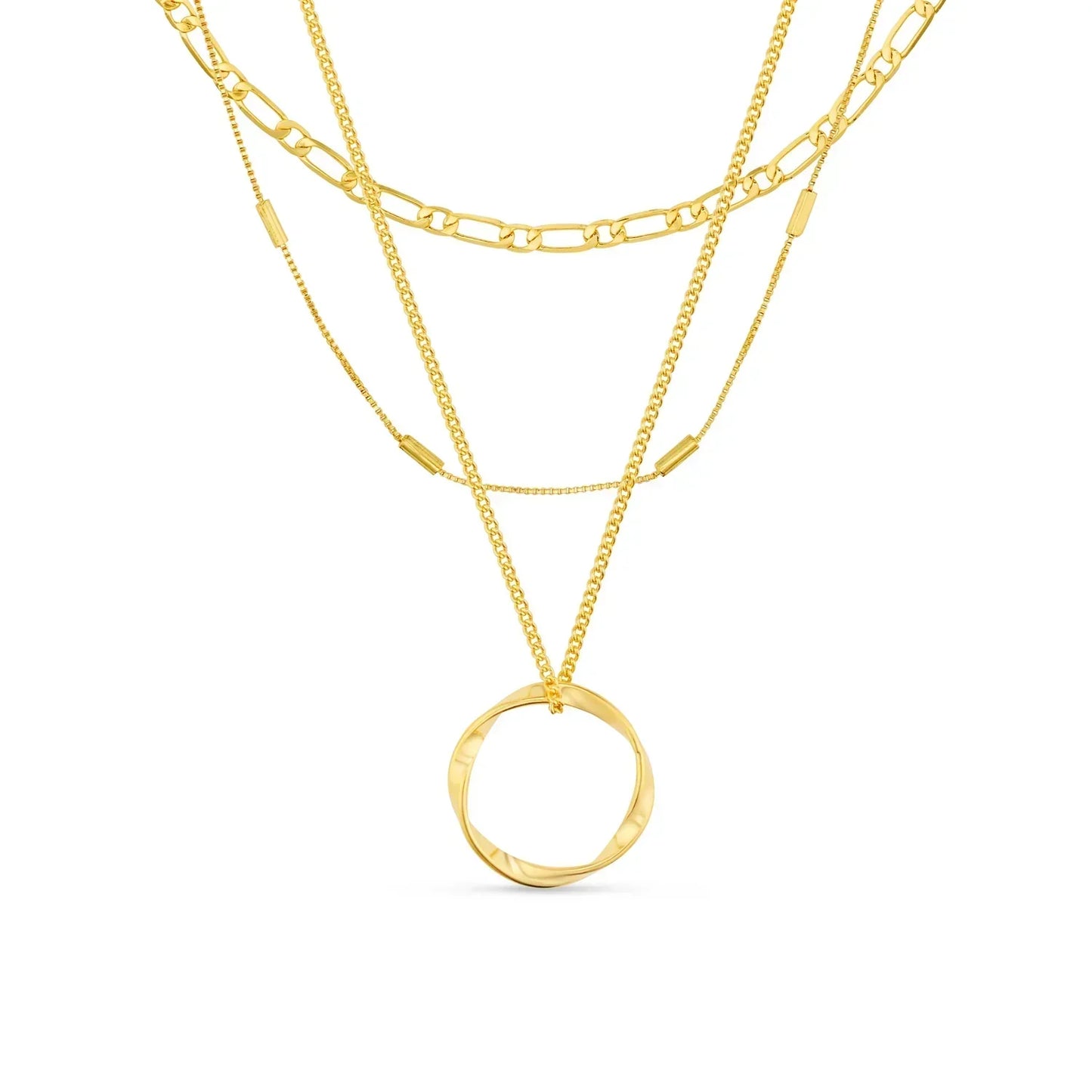Circa™ | 18K Gouden Open Cirkel Driedubbele Rij Ketting