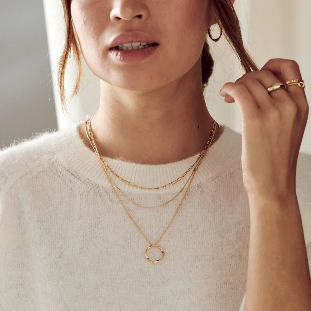 Circa™ | 18K Gouden Open Cirkel Driedubbele Rij Ketting