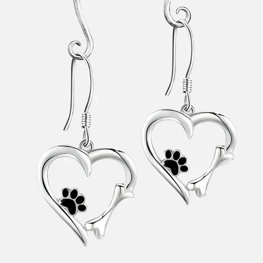 Yaritza™ – Zilveren Poot & Hart Dangle Oorbellen