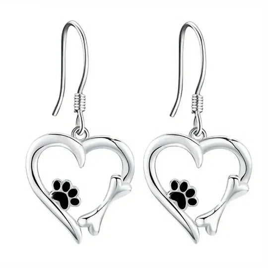 Yaritza™ – Zilveren Poot & Hart Dangle Oorbellen
