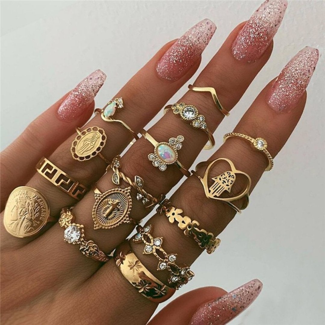Alisa™ | Unieke Handgemaakte Zilveren Ringen Set
