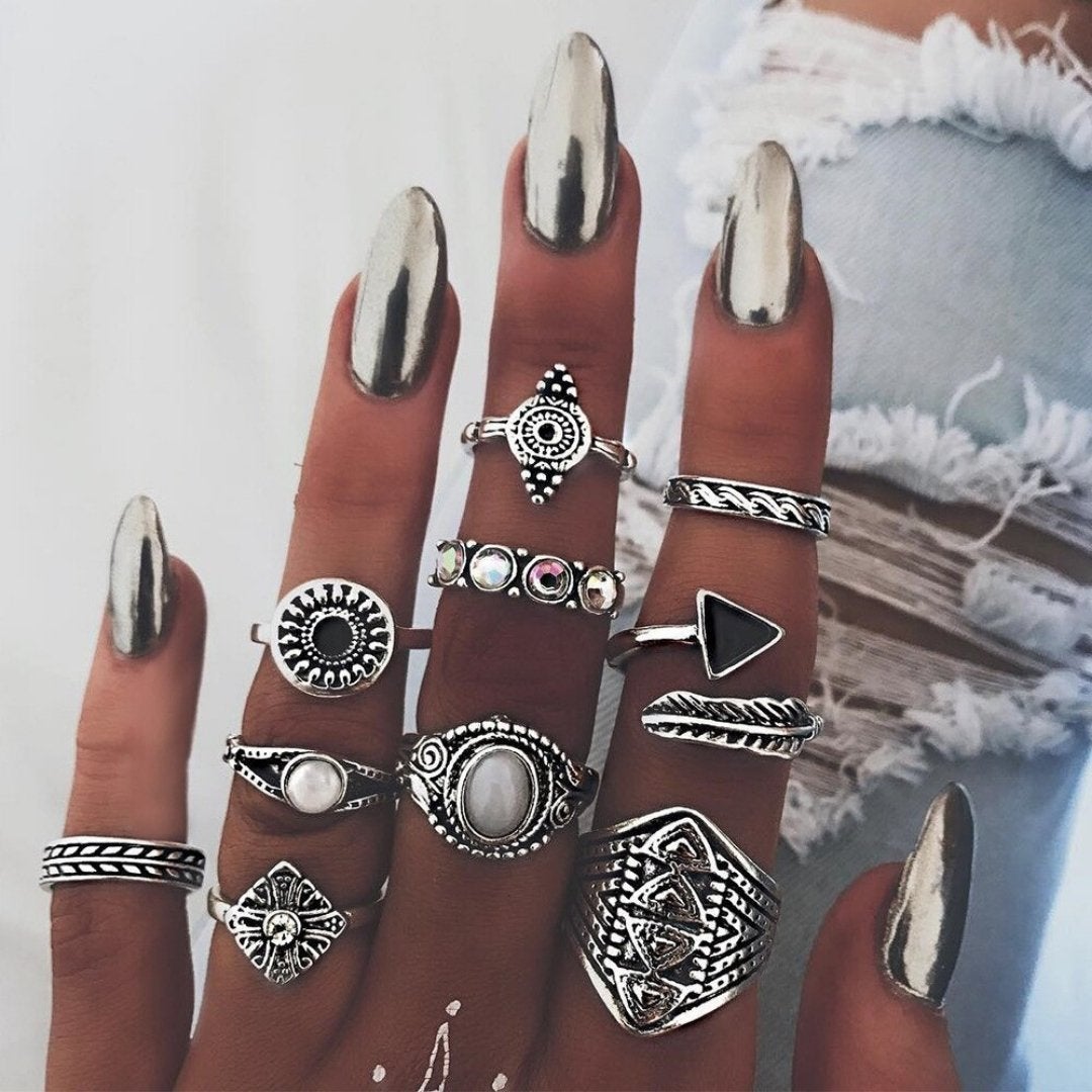 Alisa™ | Unieke Handgemaakte Zilveren Ringen Set