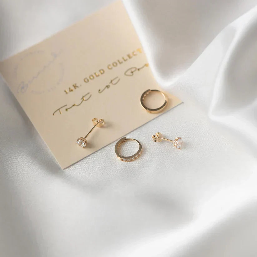 Larmes™ | 14K Gouden Steenhangers Oorbellen