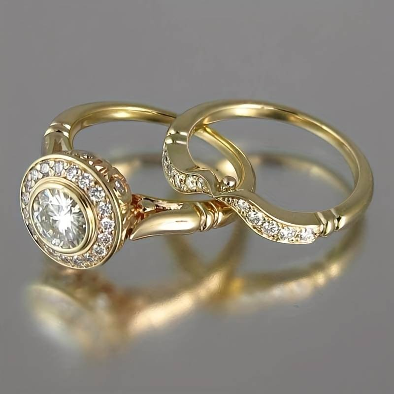 Bjorn™ | Vintage Gouden & Zirconia Ring Set