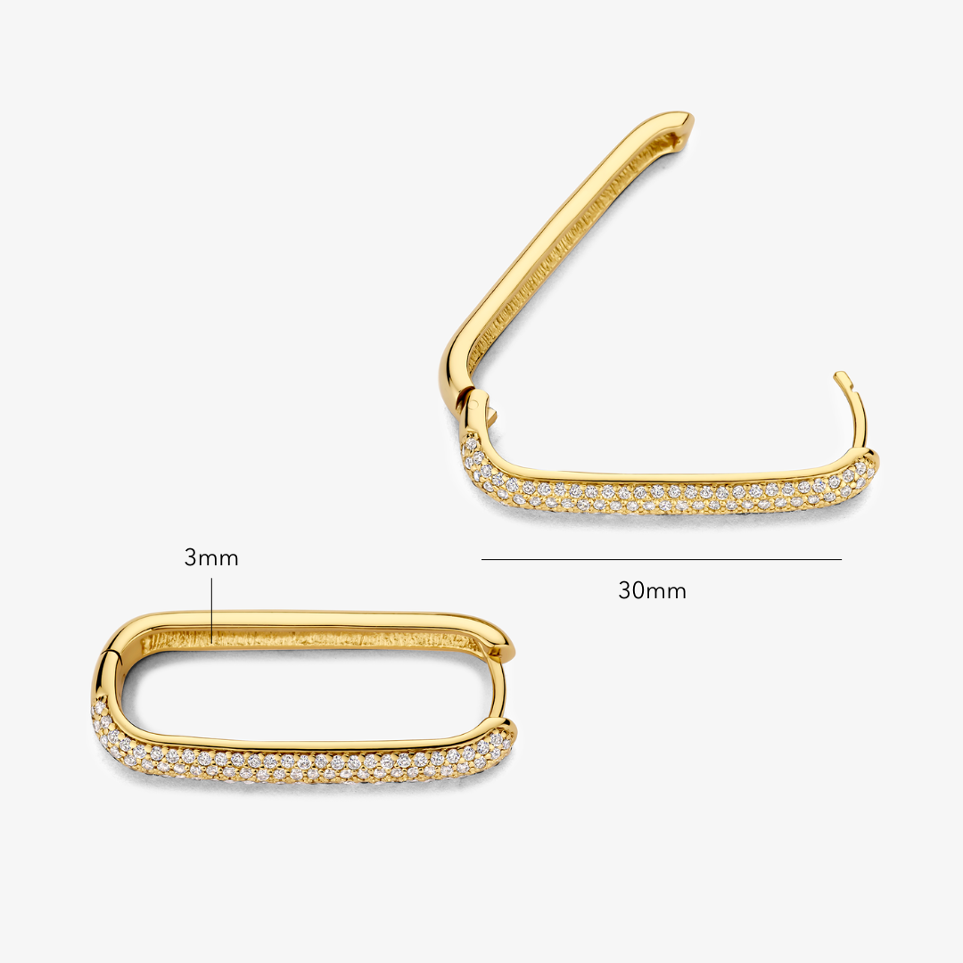 Icona™ | 16K Gouden Grote Pave Hoepeloorbellen