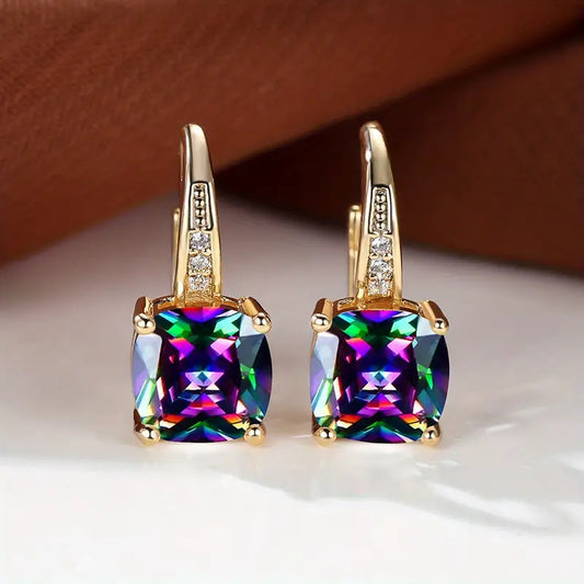 Mystica™ | 18K Gouden Stenen Hoepeloorbellen