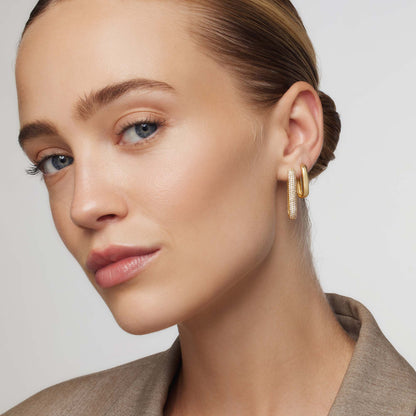 Icona™ | 16K Gouden Grote Pave Hoepeloorbellen