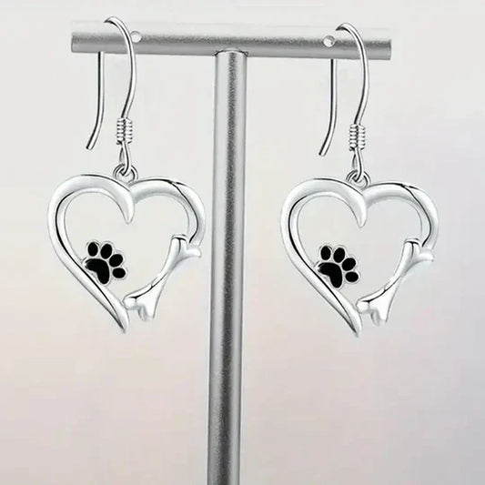 Yaritza™ – Zilveren Poot & Hart Dangle Oorbellen